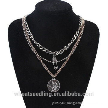 Factory Direct Price Simple Deisgn Multilayer Fashion Coin Necklace